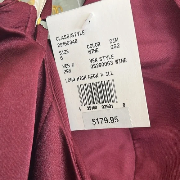 NWT Galina Signature Elegant Burgundy Evening Gown - Picture 4 of 5